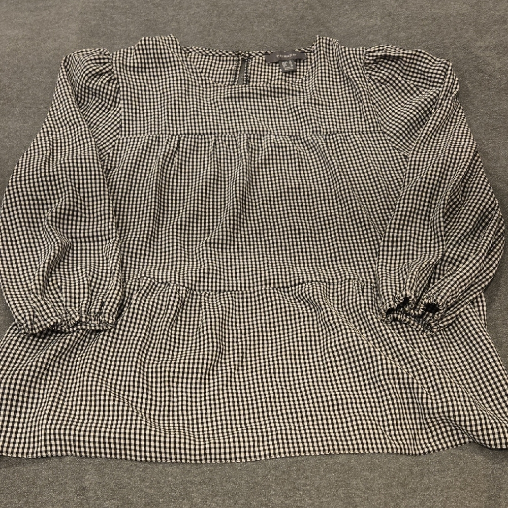 Primark Black and White Puff Sleeve Blouse